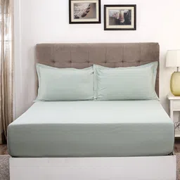 Off White Solid 400 TC Cotton King Sized Bed Sheets with 2 Pillow Covers by Maspar image 2