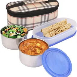 z medi hub Stainless Steel Lunch Box with Insulated Carry Bag – Office & School Tiffin 3 Containers Lunch Box-picture-42