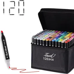 pvnd 120 Pcs Art Markers Sketch Pen Dual Tip With Carry Bag DUAL TIP Nib Sketch Pens-picture-25