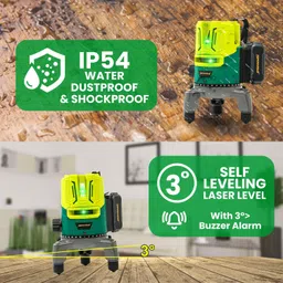 tomahawk SPB-6682-2 Line 3D Horizontal and Vertical Green Laser Cross Self Leveling Laser Level - Waterproof, Rechargeable Non-magnetic Engineer's Precision Level image 3