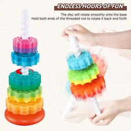 edenglow Spinning Stacking Tower for Kids Colorful Rainbow Spin Stacker for Toddlers image 2