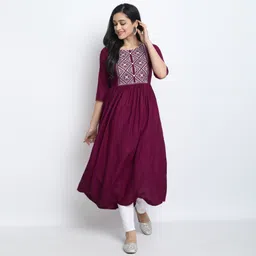 fashion patti Women Embroidered Viscose Rayon Flared Kurta-picture-14