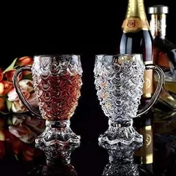 convoke Crystal Clear Pineapple Shaped Whiskey Glasses Fancy Glass with Handle Glass Set Whisky Glass image 2