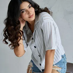 dressberry Women Regular Fit Solid Lapel Collar Casual Shirt image 3