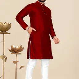 fabwax Men Cotton Silk Kurta Pyjama Set image 3