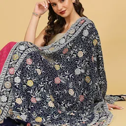 Dupatta Bazaar Floral Embroidered Georgette Dupatta with Sequinned image 2