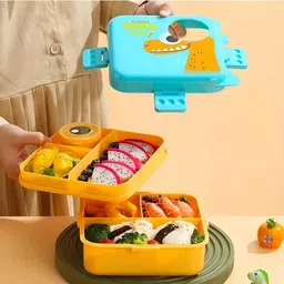 rambosil Premium Lunch Box For Kids With Spoon,1000ml Cute Leakproof Bento Box For Kids 2 Containers Lunch Box image 2