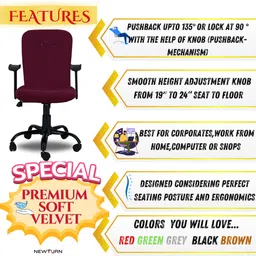 newturn Rainbow Zebra Velvet Rexine office revolving chair with 2 Year warranty Fabric Office Adjustable Arm Chair image 2
