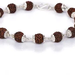 meenaz Rudraksh RAKHI FOR BROTHERS BHAIYA OM KADA RUDRAKSHA GIFT COMBO RUDRAKSHA BRACELET-ME110 Silver, Gold Finish Bracelet Set image 5