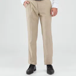 park avenue Men Regular Fit Beige Polyester Trousers-picture-22