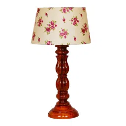 Manderley Pink & White Fabric Shade Night Lamp With Wood Base By BrightDaisy image 5