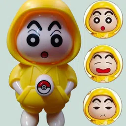 yaykid Shinchan Cartoon Desk Collectible Funny Expression Change Yellow Hoodie Cute Toy-picture-19