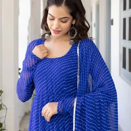 vspcreation Applique Georgette Stitched Anarkali Gown image 4