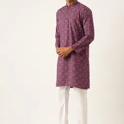 aew designs Men Printed Cotton Blend Straight Kurta image 3