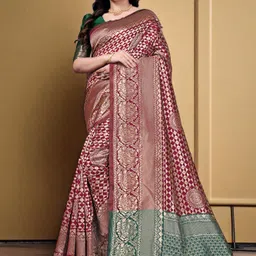 jay khodiyar embroidery Self Design Bollywood Jacquard Saree-picture-17