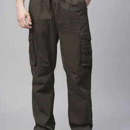 pronk Men Solid Olive Track Pants image 3