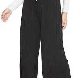 khdijh creation Pack of 2 Women Regular Fit, Comfort Fit Maroon, Black Cotton Blend Trousers image 4