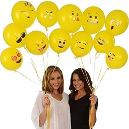 mosclue Printed Yellow Emoji Balloons 25 Pcs Printed Face Expression Kids/Party/Birthday Decor Balloon image 5
