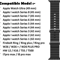 Priavy Ocean Smart Watch Strap Belt for Ultra Watch 49 mm, Series 8 / 7 45 mm, Series 6 / 5 / 4 44 mm, Series 3 42 mm, T800 Ultra, Watch 8 Ultra, i8 Pro Max, W26, T800. Smart Watch Strap(Black, Red, White ) Smart Watch Strap image 2