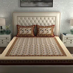 maa collection Cotton Double Flat 144 TC Jaipuri Prints Bedsheet image 2