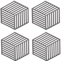 pepplo PVC Coaster Heavy-B2 Line-Grey_4,Pack of 4 Silicone Trivet-picture-12