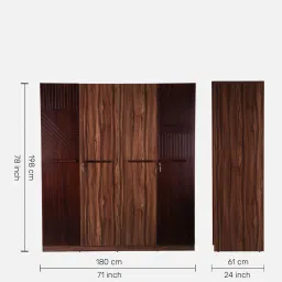durian Rebecca 4 Door Wardrobe In Walnut Finish With Drawer & Locker image 2