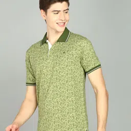 raymond Men Printed Polo Neck Pure Cotton Green T-Shirt image 3