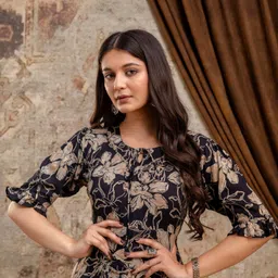 koora Women Ethnic Dress Blue Ankle Length Dress image 3