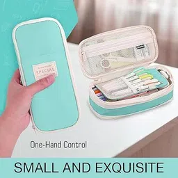 shivom Large Capacity Multi-Compartment Pen Pencil Pouch for School, College, Office Geometry Box image 4