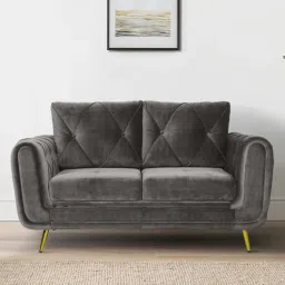casacraft from pepperfry Atlantis Velvet 2 Seater Sofa in Fossil Grey Colour-picture-11