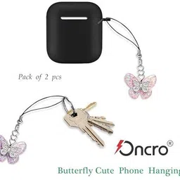 ONCRO Dual cute Butterfly Cut out pendant necklace backpack hanging keychain for girls Phone Charm image 3