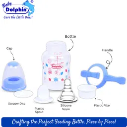 baby dolphin Anti-Colic Slim Neck Baby Feeding Bottle with Handle, BPA Free, Milk Bottle, 3m+ - 125 ml image 5