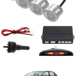 intenzo Universal 4 Silver Reverse Parking Sensor With LED Display For Cars-21 Safety of Passengers/Car One Alarm Kit-155 Parking Sensor-picture-13