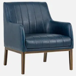casacraft from pepperfry Magan Leatheratte Arm Chair in Turkish Blue Colour image 3