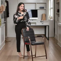 apple furniture Home Office Visitor Study Desk Chair Made of Heavy Copper Coated Frame Leatherette Office Arm Chair image 2