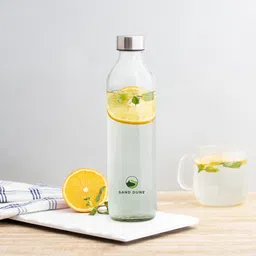 sand dune Glass water, juice bottle with Leak-Proof Airtight Stainless-Steel Cap Reusable 800 ml Bottle image 2