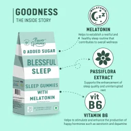 Power Gummies Blessful Beauty Sleep Gummies with Melatonin, Vitamin for Deep Sleep 30 Gummies Now with 0 Added Sugar image 3