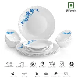 Cello Dazzle Opalware Dinner Set (18 Pcs, Blue Swirl) image 2