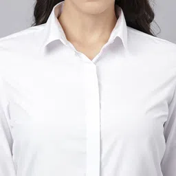 english navy Women Regular Fit Solid Spread Collar Casual Shirt image 4