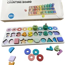 meesaj 3-in-1 Wooden Counting Board – Learn Numbers, Colors & Shapes Early Toy-picture-22
