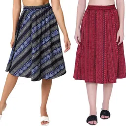 manat diva Women Printed A-line Multicolor Skirt-picture-12