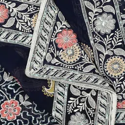 Dupatta Bazaar Floral Embroidered Georgette Dupatta with Sequinned image 3