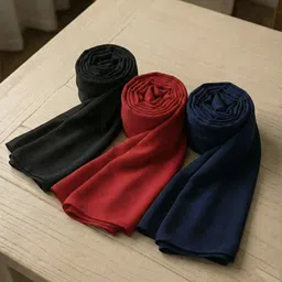 noorain Solid Georgette Women Blue, Black, Red Scarf, Stole-picture-37