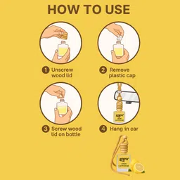 quimper LEMON Hanging Car perfume Room Air Freshener, Glass Bottle with Wooden Lid Car Freshener Diffuser Set image 5