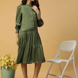 oxolloxo Women Shirt Brown Midi/Calf Length Dress image 4