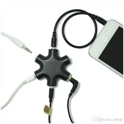 Triangle Ant Black ™5 Way 3.5mm Jack Multi Headphone Earphone Audio Aux Splitter Phone Converter image 2