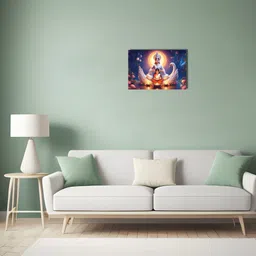 anaadi Maa Saraswati Ji Photo Poster For Home & Office Decoration Digital Reprint 12 inch x 18 inch Painting image 3