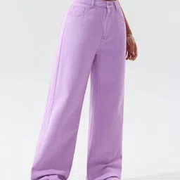 silver threads Women Straight Fit High Rise Purple Jeans image 3
