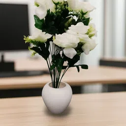 younglifestyle 2323123 White Rose Artificial Flower with Pot image 4