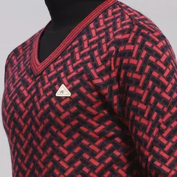 monte carlo Men Self Design V Neck Pink Sweater image 4